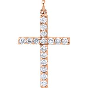 14K Rose 1 3/8 CTW Natural Diamond Cross Pendant