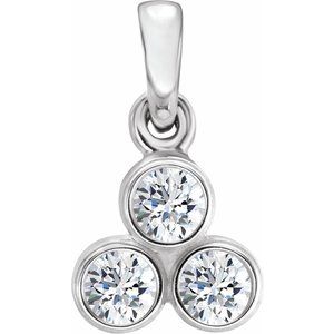 14K White 1/5 CTW Natural Diamond Three-Stone Pendant