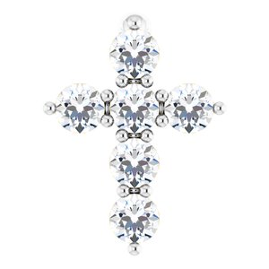 14K White 1/6 CTW Natural Diamond Cross Pendant