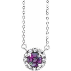 Lab-Grown Alexandrite And .05 Ctw Natural Diamond Necklace