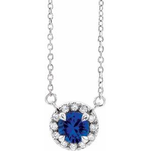 Natural Blue Sapphire And .03 Ctw Natural Diamond Necklace