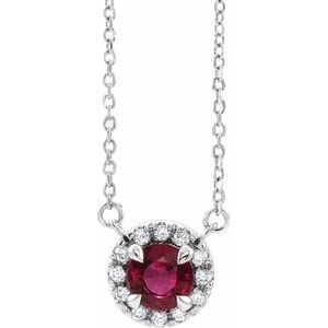 Lab-Grown Ruby And .05 Ctw Natural Diamond Necklace