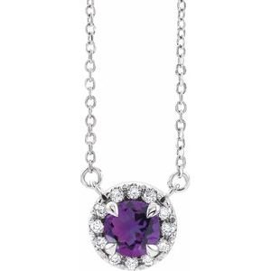 Natural Amethyst And .05 Ctw Natural Diamond Necklace