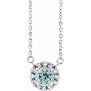 Natural Aquamarine And .03 Ctw Natural Diamond Necklace