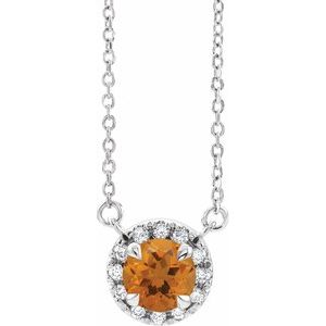 Natural Citrine And .03 Ctw Natural Diamond Necklace