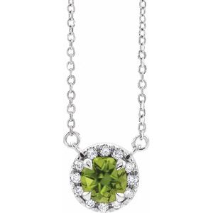 Natural Peridot And 1/6 Ctw Natural Diamond Necklace