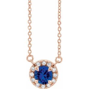 Natural Blue Sapphire And 1/6 Ctw Natural Diamond Necklace