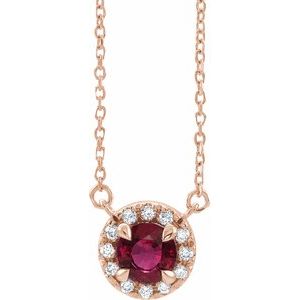 Lab-Grown Ruby And 1/6 Ctw Natural Diamond Necklace