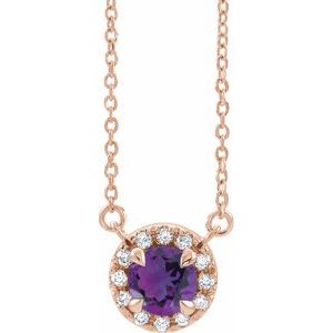 Natural Amethyst And 1/6 Ctw Natural Diamond Necklace