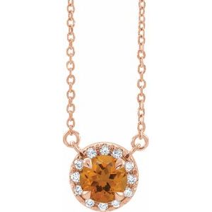 Natural Citrine And 1/6 Ctw Natural Diamond Necklace