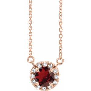 Natural Mozambique Garnet And 1/6 Ctw Natural Diamond Necklace