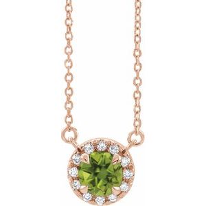 Natural Peridot And 1/6 Ctw Natural Diamond Necklace