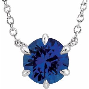 Lab-Grown Blue Sapphire Solitaire Necklace