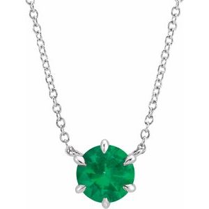 Lab-Grown Emerald Solitaire Necklace