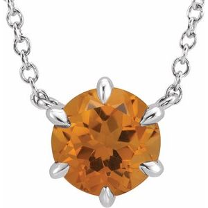 Natural Citrine Solitaire Necklace