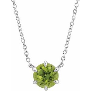 Natural Peridot Solitaire Necklace