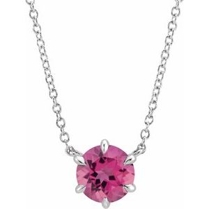 Natural Pink Tourmaline Solitaire Necklace