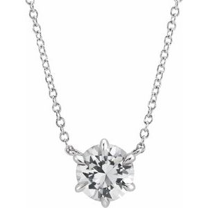 Natural White Sapphire Solitaire Necklace