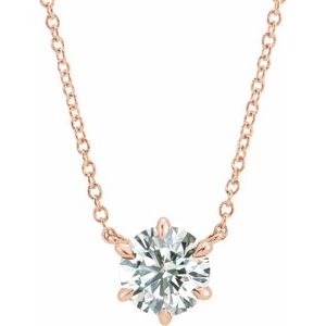 1 Ct Lab-Grown Diamond 6-Prong Claw Necklace Center