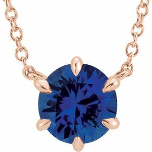 Natural Blue Sapphire Solitaire Necklace