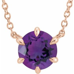 Natural Amethyst Solitaire Necklace