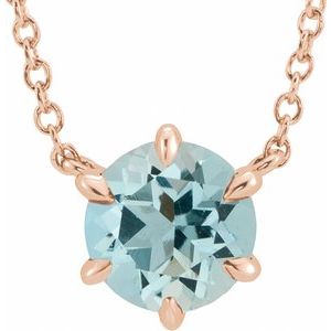 Natural Aquamarine Solitaire Necklace