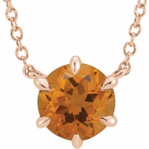 Natural Citrine Solitaire Necklace