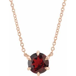 Natural Mozambique Garnet Solitaire Necklace