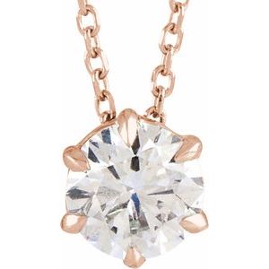 14K Rose 5/8 CT Lab-Grown Diamond Solitaire 16-18″ Necklace