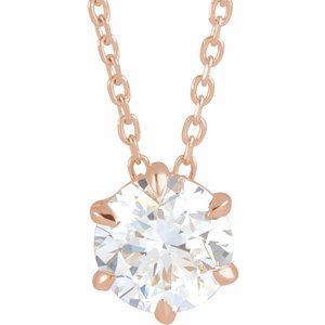 14K Rose 7/8 CT Lab-Grown Diamond Solitaire 16-18″ Necklace