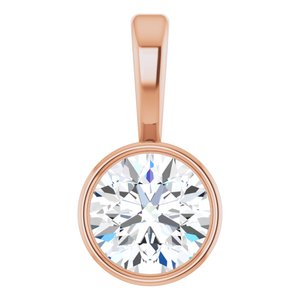 14K Rose 1/4 CT Lab-Grown Diamond Bezel-Set Solitaire Pendant