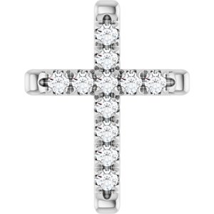 14K White 1/5 CTW Natural Diamond French-Set Cross Pendant