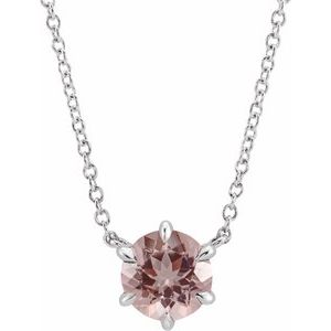 Natural Pink Morganite Solitaire Necklace