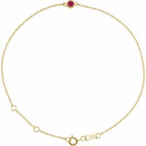 14K Yellow Natural Ruby Bezel-Set Solitaire 6 1/2-7 1/2″ Bracelet