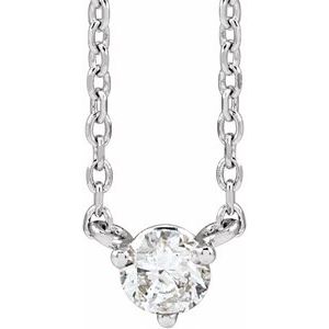 Platinum 1/6 CT Natural Diamond 3-Prong 18″ Necklace