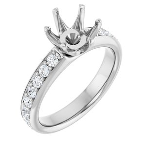 14K White 7.4 mm Round Lab-Grown Diamond Semi-Set Engagement Ring