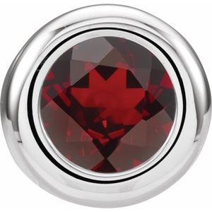 14K White 5 mm Imitation Mozambique Garnet Pendant