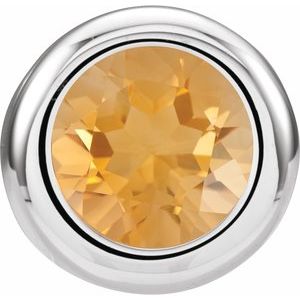 14K White 5 mm Imitation Citrine Pendant