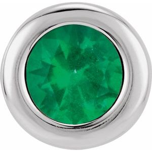 14K White 6 mm Imitation Emerald Pendant